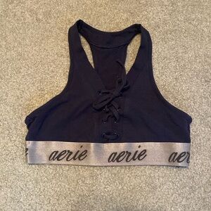 Aerie Navy Blue Lace Up Bralette